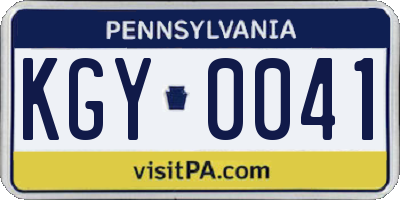 PA license plate KGY0041