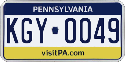 PA license plate KGY0049