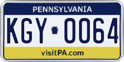 PA license plate KGY0064