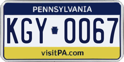 PA license plate KGY0067