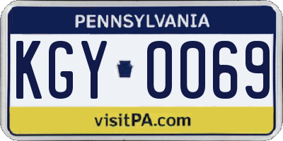 PA license plate KGY0069