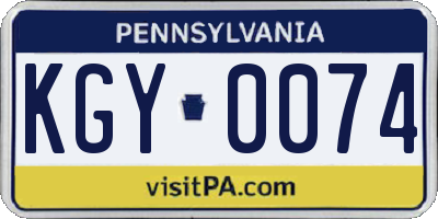 PA license plate KGY0074