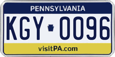 PA license plate KGY0096
