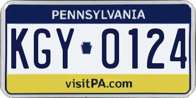 PA license plate KGY0124