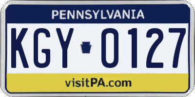 PA license plate KGY0127