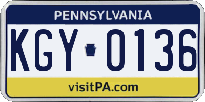 PA license plate KGY0136