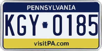 PA license plate KGY0185