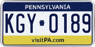 PA license plate KGY0189