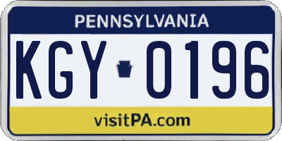 PA license plate KGY0196