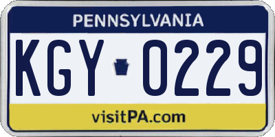 PA license plate KGY0229