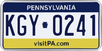 PA license plate KGY0241