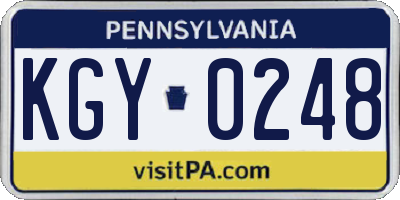 PA license plate KGY0248
