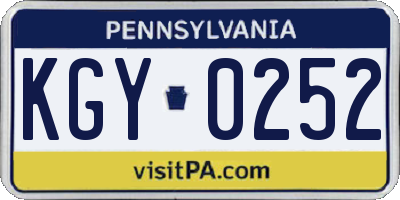 PA license plate KGY0252