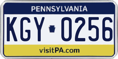 PA license plate KGY0256
