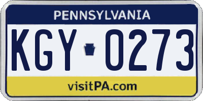 PA license plate KGY0273