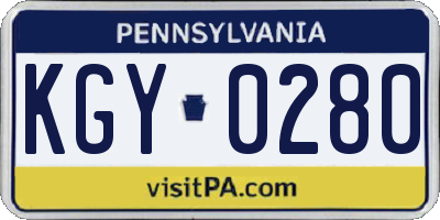 PA license plate KGY0280
