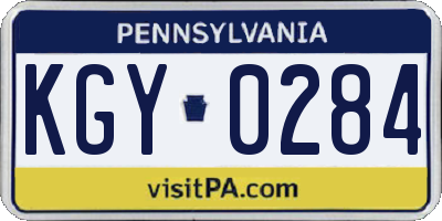 PA license plate KGY0284