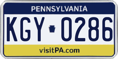PA license plate KGY0286