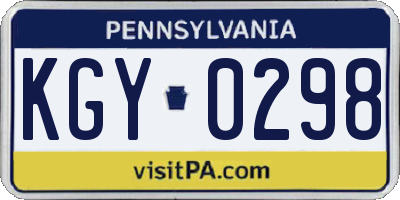 PA license plate KGY0298