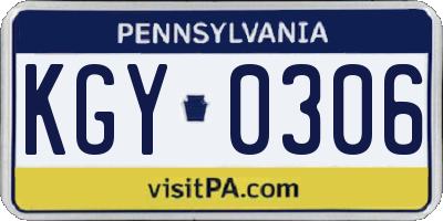PA license plate KGY0306
