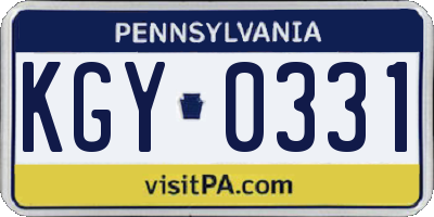 PA license plate KGY0331