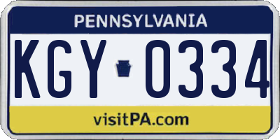 PA license plate KGY0334