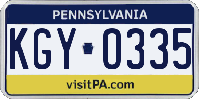 PA license plate KGY0335