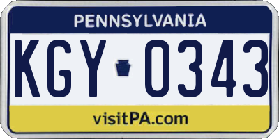 PA license plate KGY0343