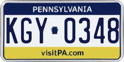 PA license plate KGY0348