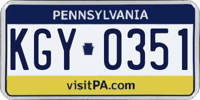 PA license plate KGY0351