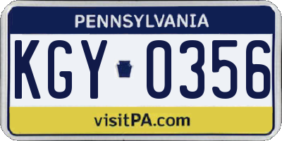 PA license plate KGY0356