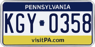 PA license plate KGY0358