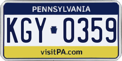 PA license plate KGY0359