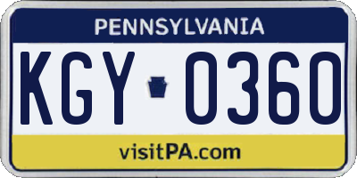PA license plate KGY0360
