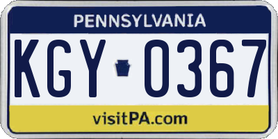 PA license plate KGY0367