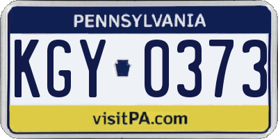 PA license plate KGY0373