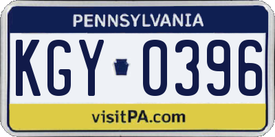 PA license plate KGY0396