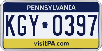 PA license plate KGY0397