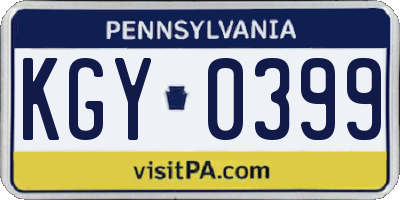 PA license plate KGY0399