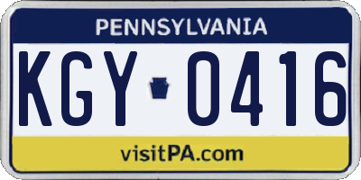 PA license plate KGY0416