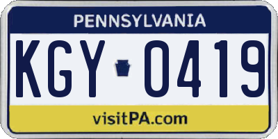 PA license plate KGY0419