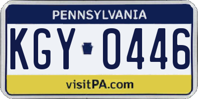 PA license plate KGY0446