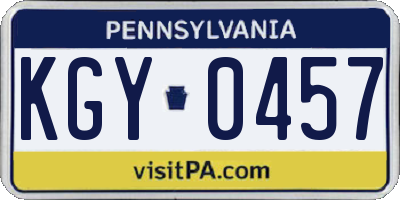PA license plate KGY0457