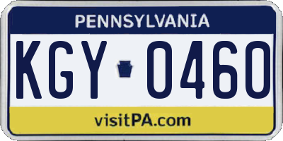 PA license plate KGY0460