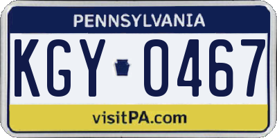 PA license plate KGY0467