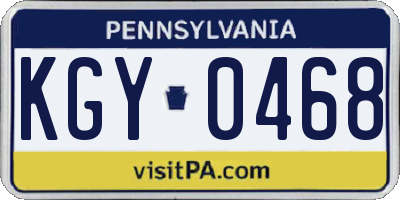 PA license plate KGY0468