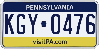 PA license plate KGY0476
