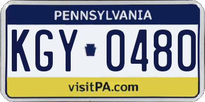 PA license plate KGY0480