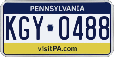 PA license plate KGY0488