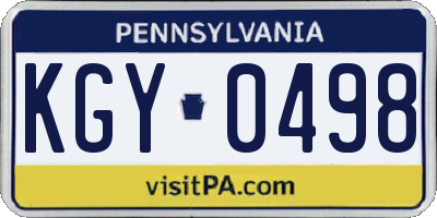 PA license plate KGY0498